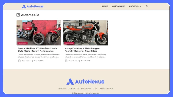 AutoNexus – Automobile Website Templates For Adsense Approval